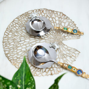 Stainless Steel Round Spoon Rest with Turtle Accent