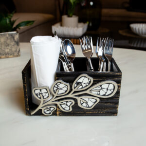 INLAY MIRROR CUTLERY HOLDER