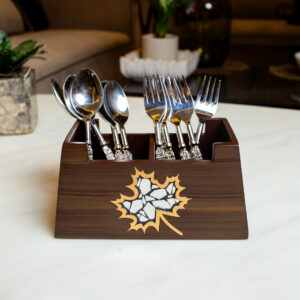 MAPLE INLAY MIRROR CUTLERY HOLDER