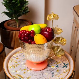 Designer Silver Brass Bowls with Resin Base & Brass Floral Embellishments